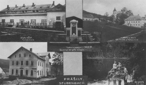 Chata KST, kostel se kolou, ad, Prilsk jezero a pomnk padlm v I.svet.vlce  r.1938