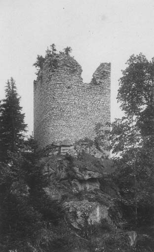 Zcenina strnho hradu Kunvart (Kuschwarda) ze 14.stol.  r.1925