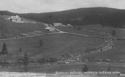 Soutok Roklanskho a Modravskho potoka na Modrav, potek Vydry  r.1926